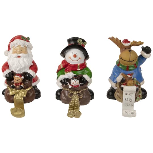 Santa Snowman and Reindeer Christmas Stocking Holders - 5.25" - Set of 3 By Northlight in White | Michaels®